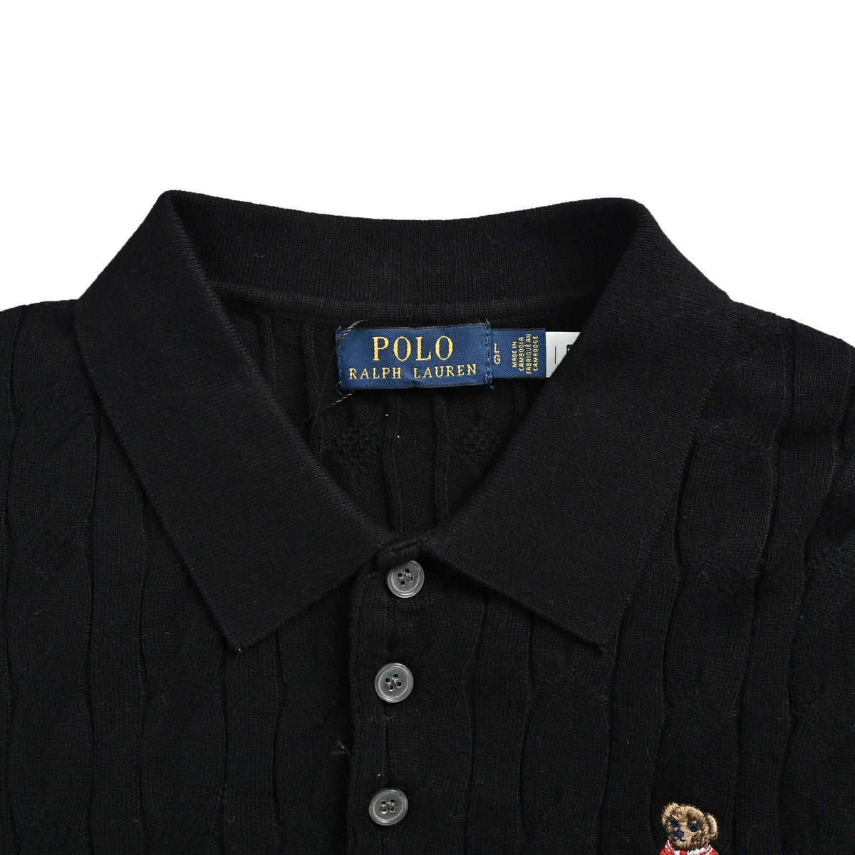 Ralph Lauren Hua bear embroidered cable knit Polo short sleeves