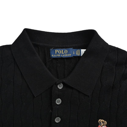 Ralph Lauren Hua bear embroidered cable knit Polo short sleeves