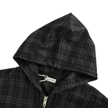 Burberry plaid zipper drawstring hooded jacket