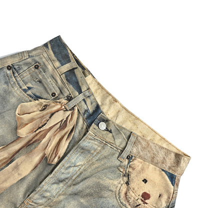 ACNE STUDIOS 3D printed teddy bear denim shorts