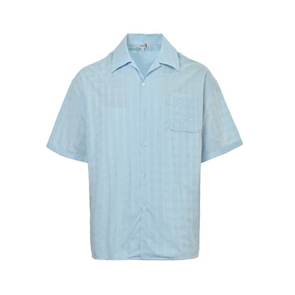 Loewe Anagram embroidered pocket plaid short-sleeved shirt