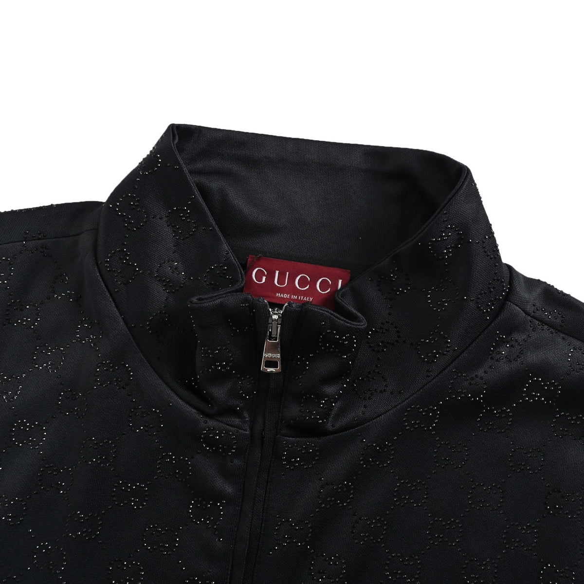 Gucci Shoulder Sequin GG Decorated with Crystal Stand Collar Zipper Jacket