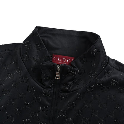 Gucci Shoulder Sequin GG Decorated with Crystal Stand Collar Zipper Jacket
