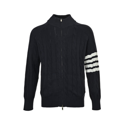 Thom Browne K12 four-bar cable sweater jacket