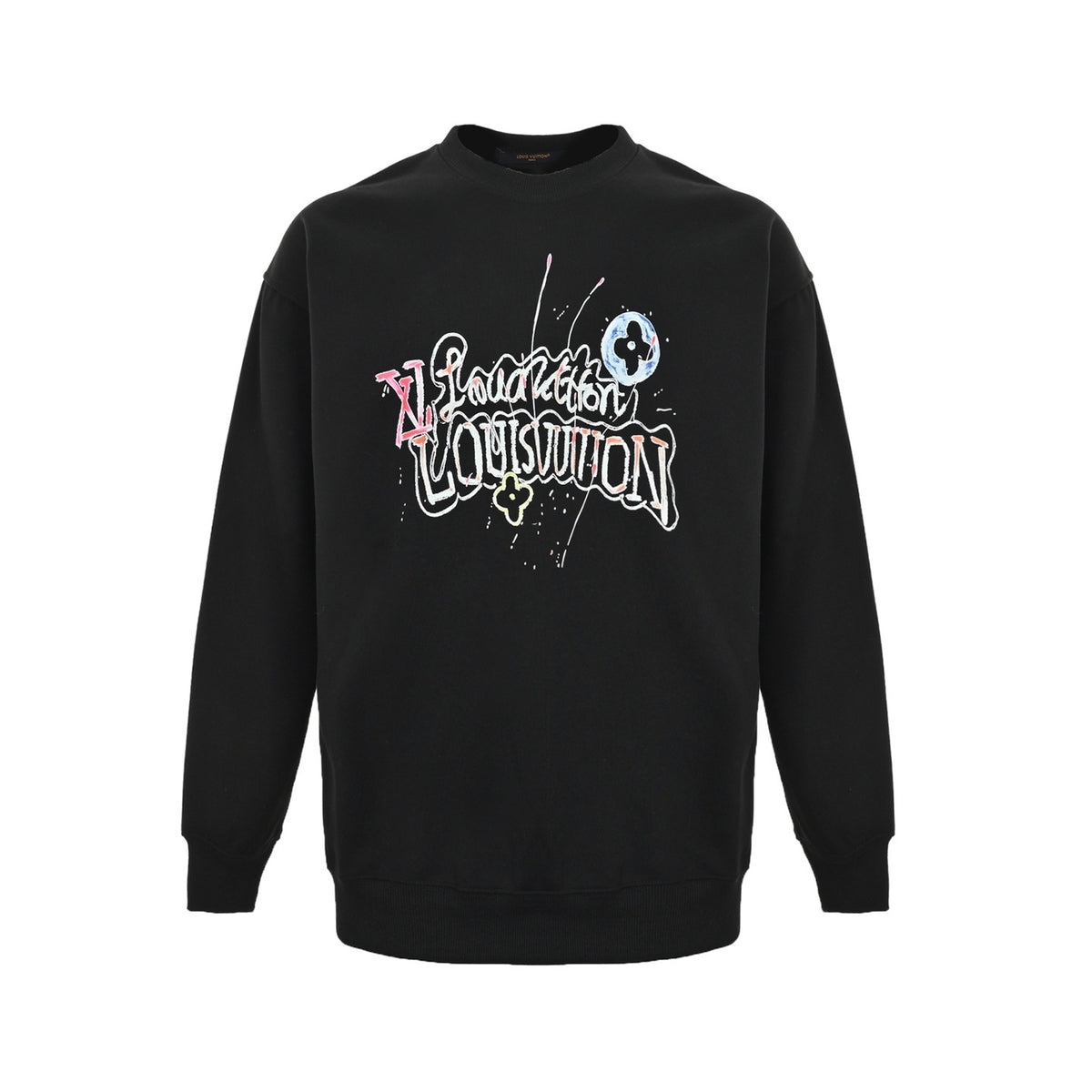 Louis Vuitton hand-painted graffiti letter print crew neck sweatshirt