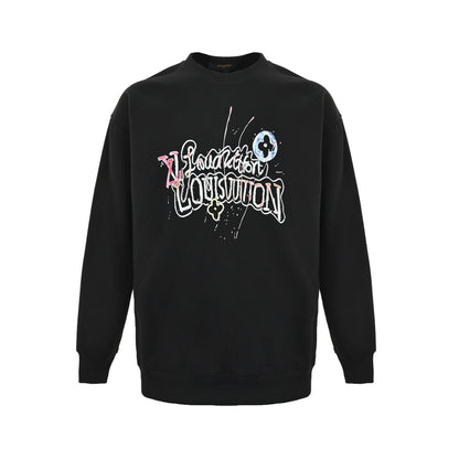 Louis Vuitton hand-painted graffiti letter print crew neck sweatshirt