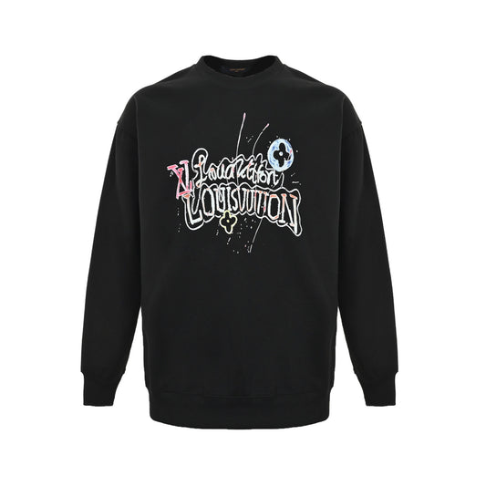 Louis Vuitton hand-painted graffiti letter print crew neck sweatshirt