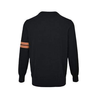 Zegna wool knitted crew neck sweater with horizontal stripes