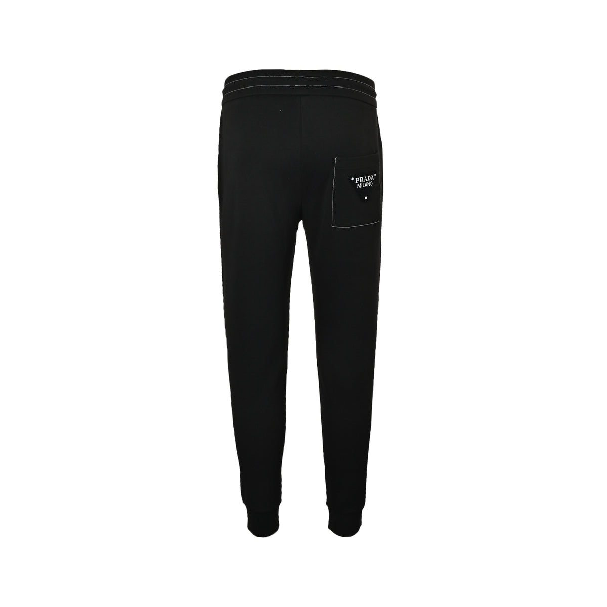Prada contrasting back pocket flocked triangle trousers