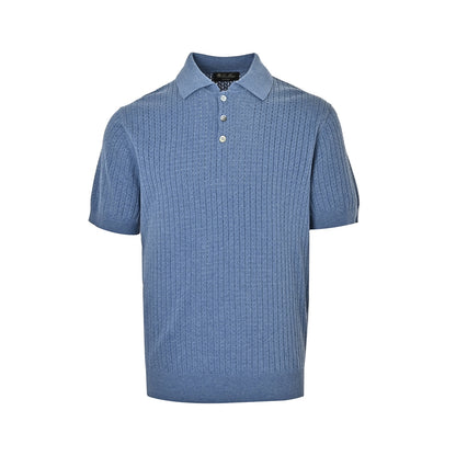 Loro Piana LP vertical striped knitted Polo short sleeves