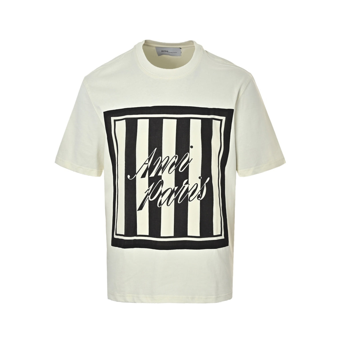 Ami Paris letter stripe patch square short sleeves