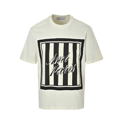 Ami Paris letter stripe patch square short sleeves