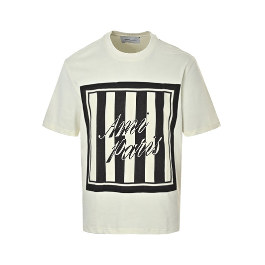 Ami Paris letter stripe patch square short sleeves