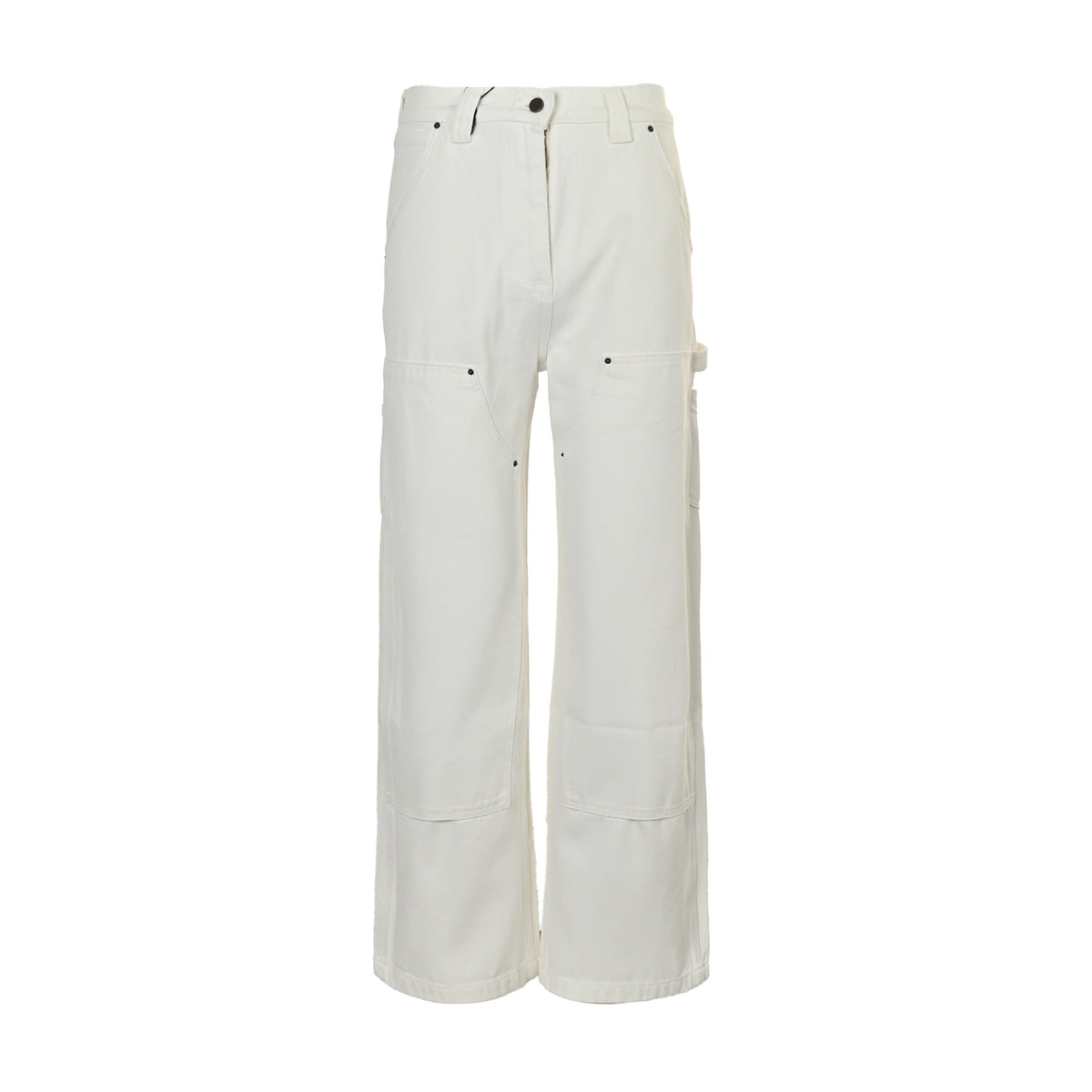 Prada 25ss triangle leather brand logging work jeans