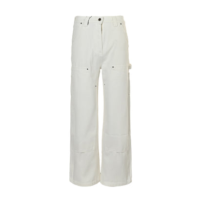 Prada 25ss triangle leather brand logging work jeans
