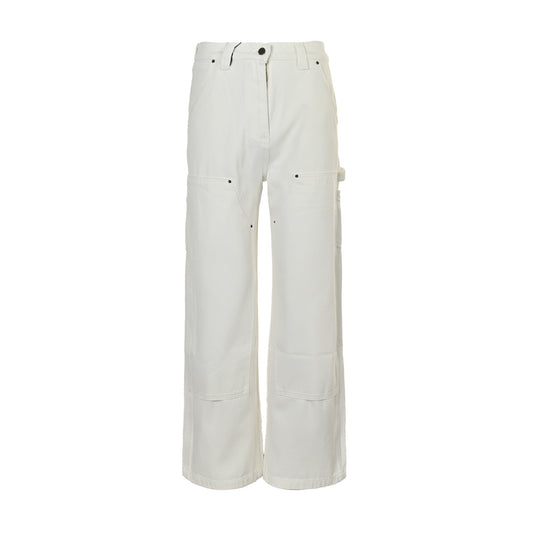 Prada 25ss triangle leather brand logging work jeans