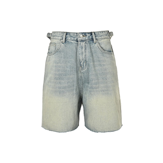 Balenciaga 24ss distressed tassel hem denim shorts