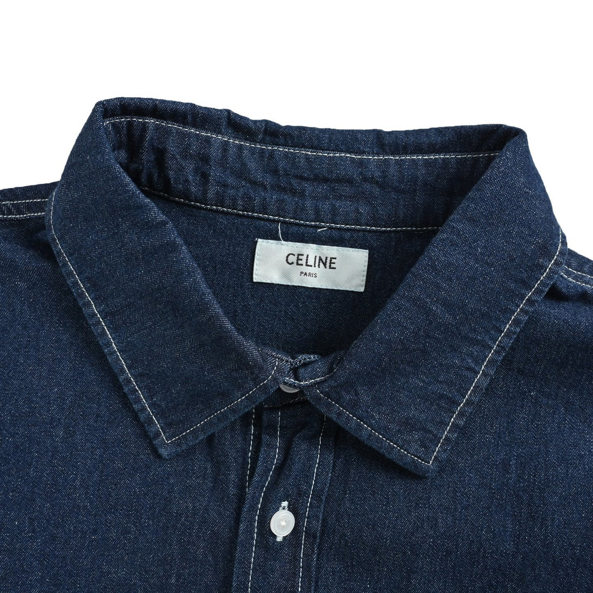 Celine Arc de Triomphe embroidered long-sleeved denim shirt