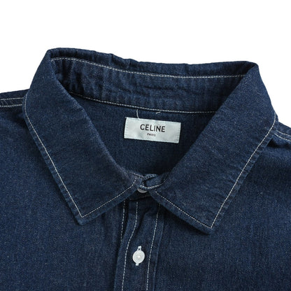 Celine Arc de Triomphe embroidered long-sleeved denim shirt