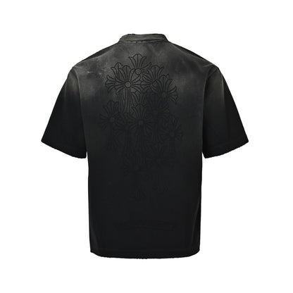 Chrome Hearts/Chrome Heart Laser Cross Laser Destruction Washed Short Sleeves