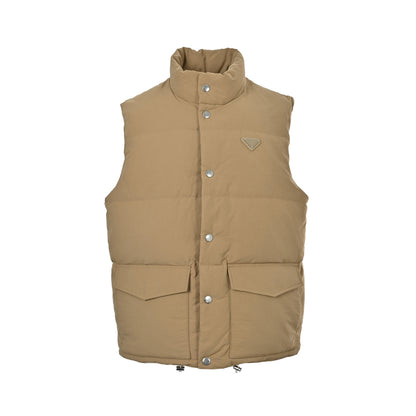 Prada triangle logo double pocket down vest