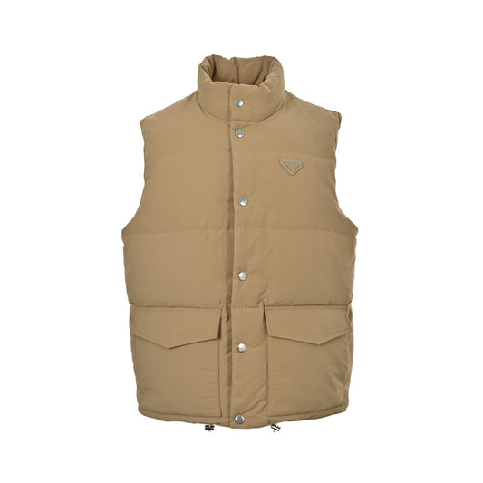 Prada triangle logo double pocket down vest