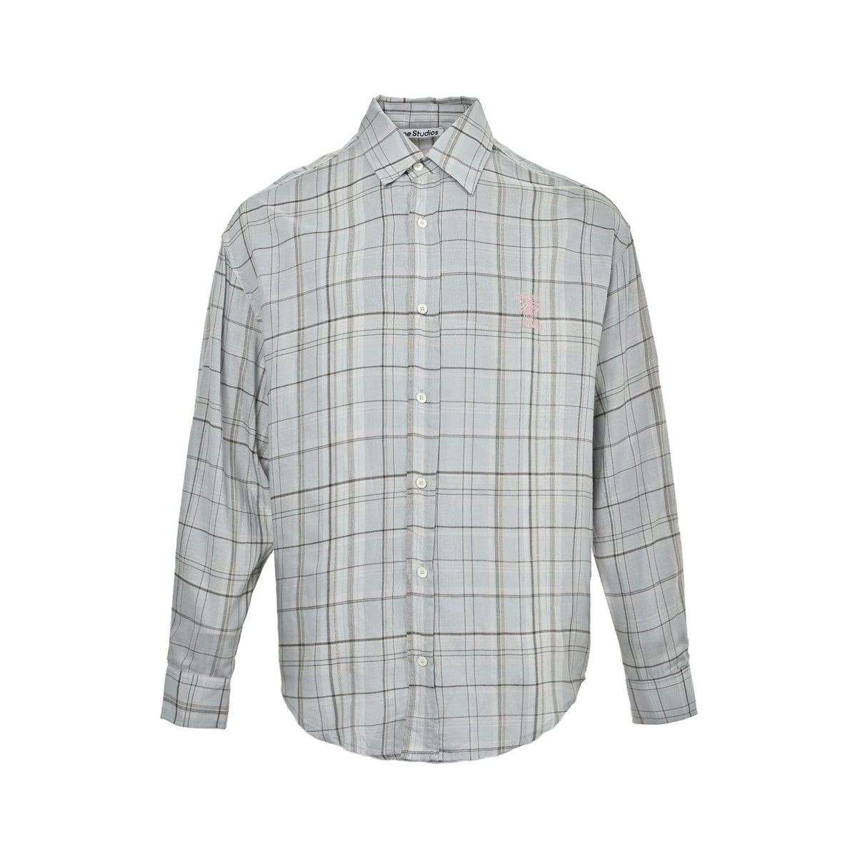 Acne Studios bow light gray plaid long-sleeved shirt