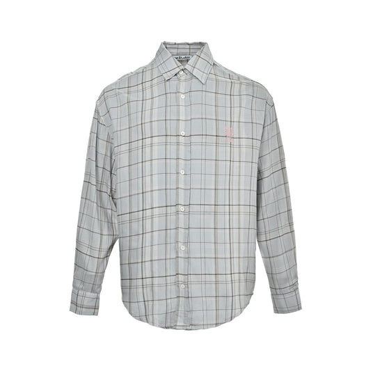 Acne Studios bow light gray plaid long-sleeved shirt