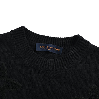 Louis Vuitton 25Fw dark pattern embroidered old flower jacquard sweater