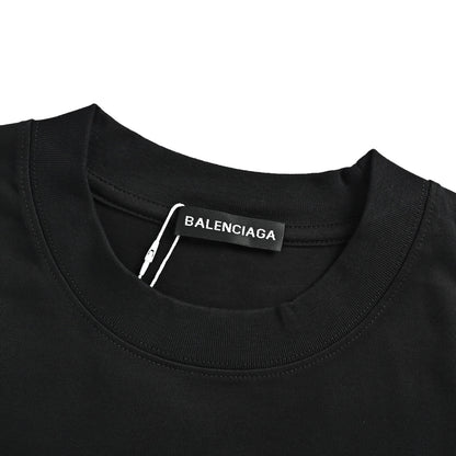 Balenciaga 3M four-thread seam logo patch embroidered round neck short sleeves