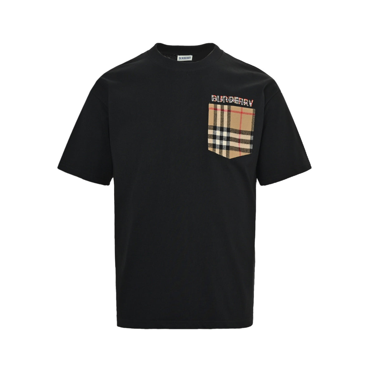 Burberry 26ss plaid pocket embroidered letter short sleeves