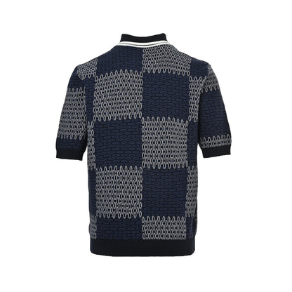 Louis Vuitton 26ss checkerboard jacquard knitted cardigan short sleeves