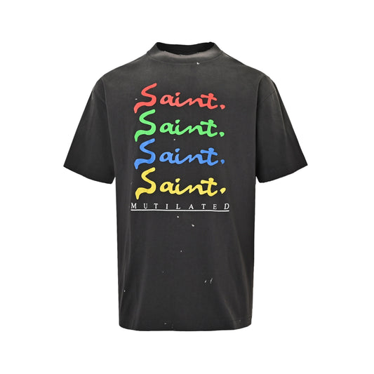 SAINT MICHAEL Colorful signature SAINT printed short sleeves