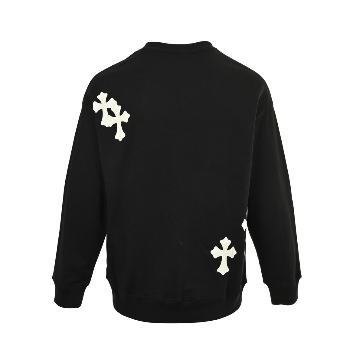 Chrome Hearts/Chrome Heart 25Fw leather label cross patch embroidered round neck sweatshirt