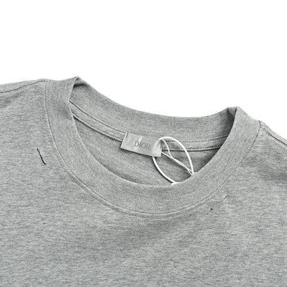 Dior distressed hole letter print logo short sleeves