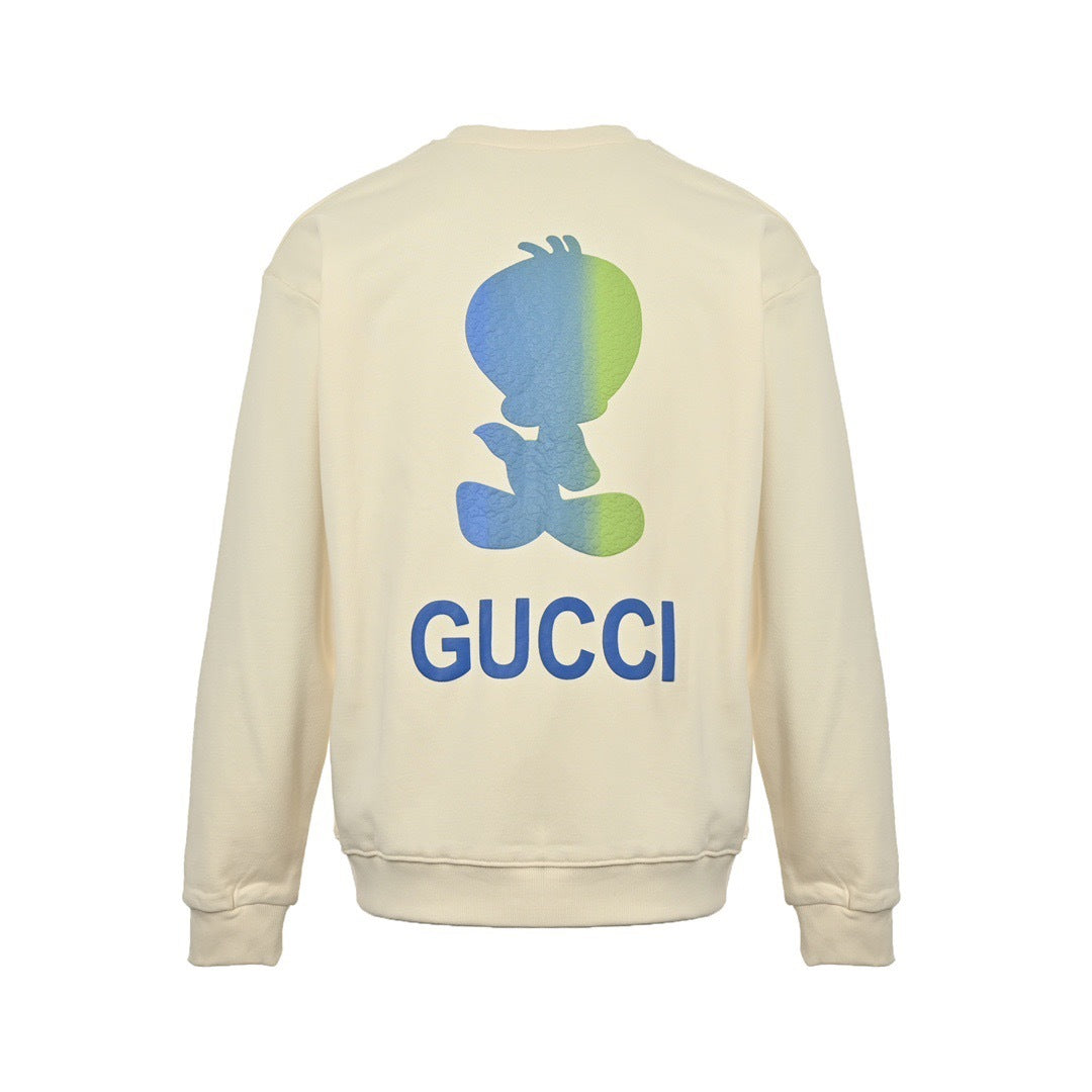 Gucci 24Fw yellow duck printed round neck sweatshirt on the back