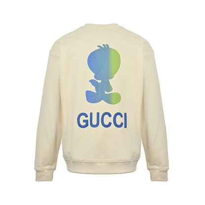 Gucci 24Fw yellow duck printed round neck sweatshirt on the back