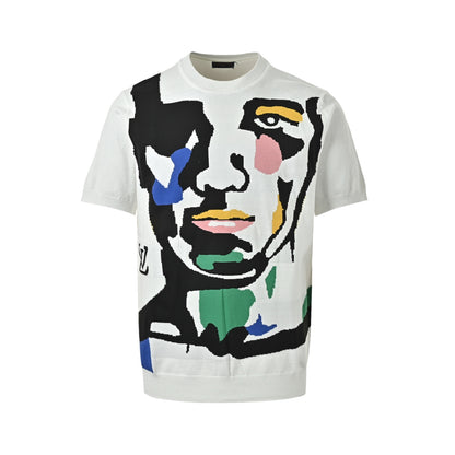 Louis Vuitton portrait jacquard wool knit short sleeves