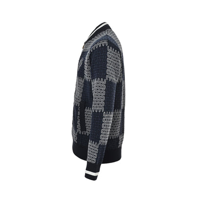 Louis Vuitton 25Fw checkerboard jacquard knitted zipper jacket