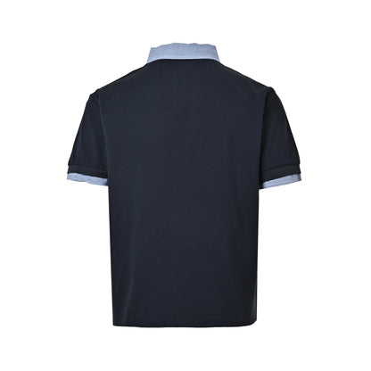 Miu Miu blue plaid lapel fake two-piece Polo short sleeves