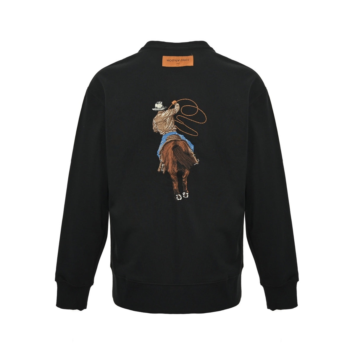 Louis Vuitton 24Fw Western denim embroidered crew neck sweatshirt
