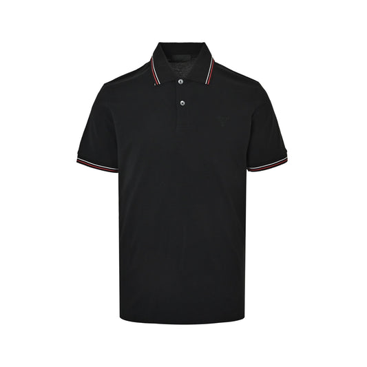 Prada embroidered logo collar striped Polo short sleeves