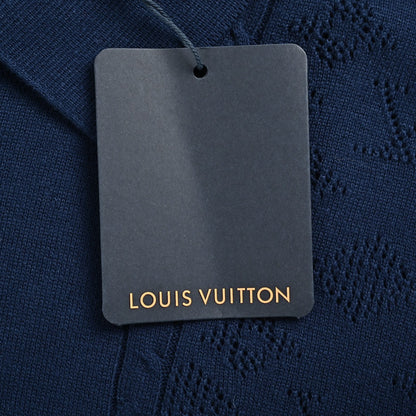 Louis Vuitton 26ss hollow letter jacquard knitted Polo short sleeves
