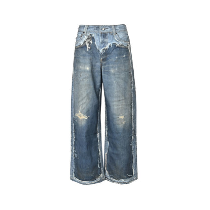 Acne Studios trompe l'oeil print dyed distressed jeans