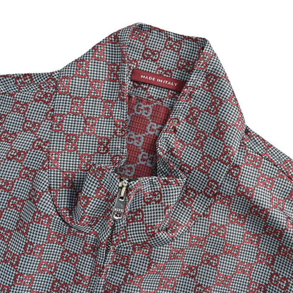 Gucci full GG color block stand collar bomber jacket