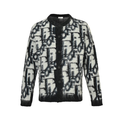 Dior 25Fw old flower jacquard mohair cardigan sweater
