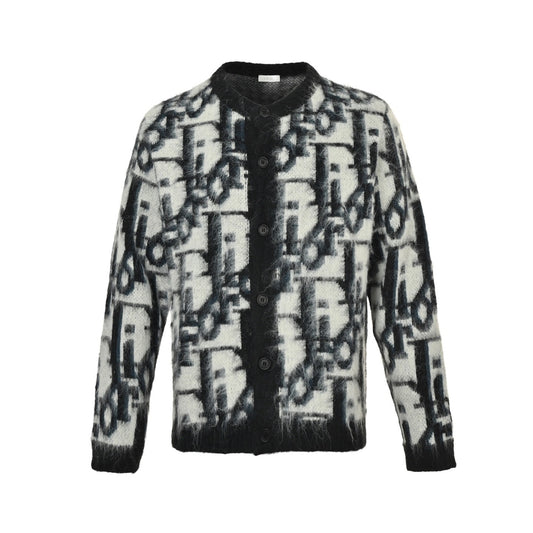 Dior 25Fw old flower jacquard mohair cardigan sweater