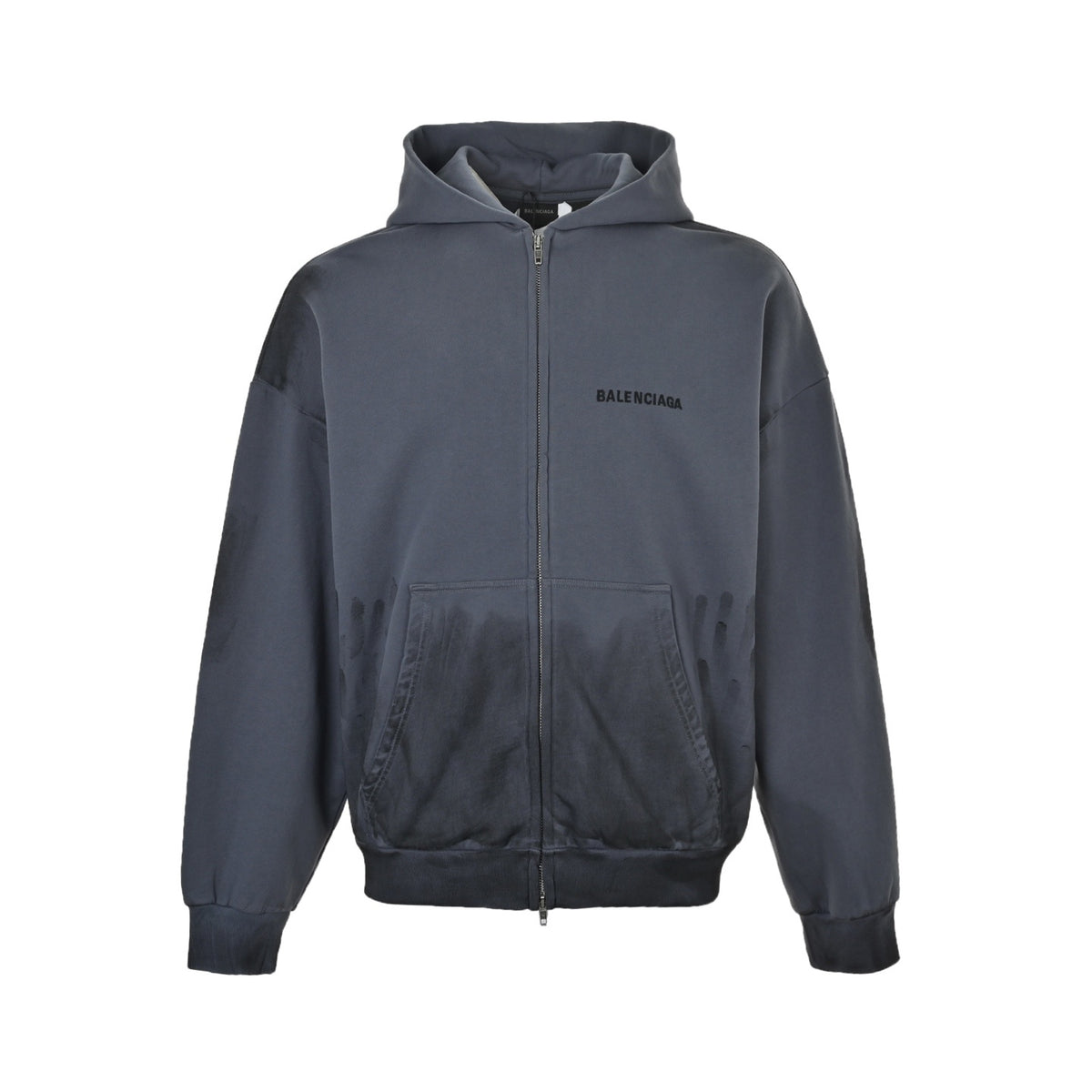 Balenciaga distressed embroidered hand-painted zipper hooded sweatshirt jacket