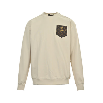 Louis Vuitton presbyopia leather logo patch round neck sweatshirt