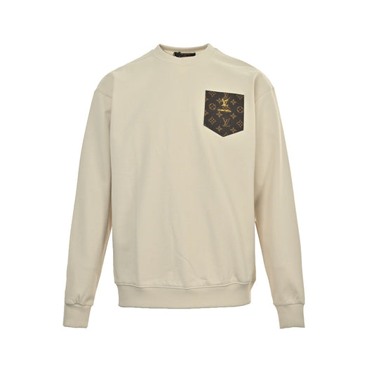 Louis Vuitton presbyopia leather logo patch round neck sweatshirt